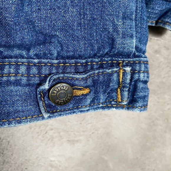 Baby GAP Denim Jacket Infant 6-12 Months Blue Snap Button Trucker 100% Cotton - Picture 7 of 12